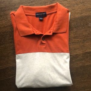 Men’s orange beige polo